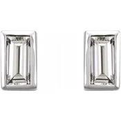 14KW/Diamond/Straight Baguette Bezel Set Earrings/.08CTW
