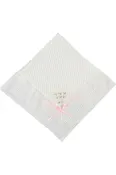 1118P-Julius Berger Belgium Lace Rosebud Baby Blanket with White/Pink Ribbon