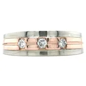 10k Two-Tone White & Rose Gold 1/7ctw Diamond Size 10 Ring 4.7g