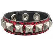 1 Row Pyramid Studded Red Faux Snakeskin Cuff