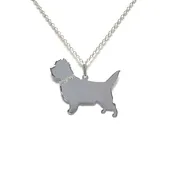 Cairn Terrier Glitter Collar Sterling Silver Rhodium Plated Pendant