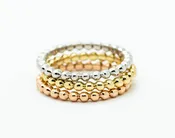 14KT Tri-Color Gold Beaded Stacking Band Ring