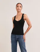 Augusta Ribbed V Neck Tank - Black