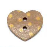 18mm 2 hole white spotted wood heart Pail Purple