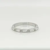 14K Baguette Diamond Milgrain Bezel Band