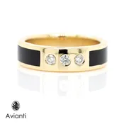 14 Karat Yellow Gold Diamond And Onyx Ring