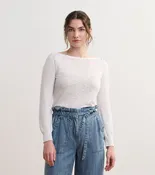 3/4 Sleeve Knit Breton - White