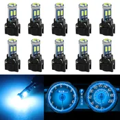 10pcs Car T5 LED Instrument Panel Light Bulbs - 7-SMD 4014 Chipset, High Brightness,  Replacement for T5 17 18 27 37 58 70 73 74 79 85 86 2721 PC74 PC37 PC118,Includes Sockets（Ice Blue）