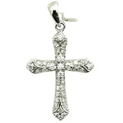 10K White Gold 1/3 Ctw Diamond Cross Pendant With Round Cut Stones