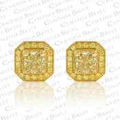 1.46 carat Fancy Intense Yellow Diamond Stud Earrings