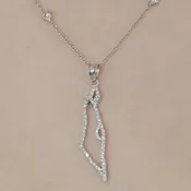 14K White Gold Diamond Israel Map Pendant Necklace 0.44CTW Station Diamond Chain 16-18 Inch — Avior Jewelry