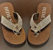 ALL RHINESTONE CLEAR CROSS WEDGE FLIP FLOPS-Size