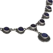20" Sterling Silver Round Dark Blue Lapis Drops Y Necklace