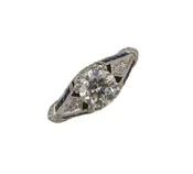 Diamond Sapphire Platinum Ring