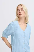 b.young Bykosmo Embroidered Floral Blouse – Light Blue