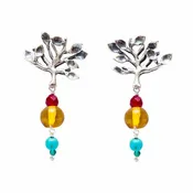 Árbol de la Vida Mexican Silver Gemstone Earrings