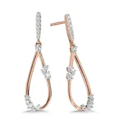 10K Scattered Diamond and Pear-Shaped Dangling Constellation Earrings