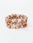 2476 R2-73 Neutral Floral Beaded Stretch Bracelet Set