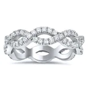 0.75 cttw Round Two Row Pave Set Diamond Eternity Ring