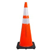 36" Elite FL Orange Traffic Cone, 12lbs Black Base & 3M Reflective Bands