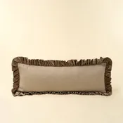 15x42 Velvet Ruffle Linen Pillow, Chocolate