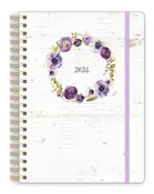 2024 Sweet Purple Rustic Wreath Large Twin Wire Planner