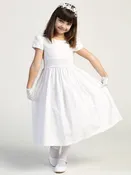 108 Girls White Smocked Cotton First Communion Dress