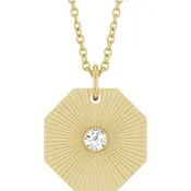 0.06 Carat Natural Diamond Medallion Necklace | 14K Yellow Gold | 16-18" Adjustable Length