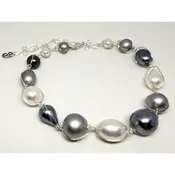 Abra Couture Grey White Cottonball sw Necklace