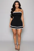 BANDEAU FITTED RUFFLE DRESS