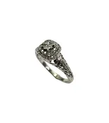 10K White Gold 1/2CTW Diamond Cluster Double Halo Filigree Openwork Ring