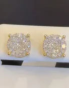 1.04 CARAT CERTIFED LAB GROWN DIAMONDS STERLING SILVER GOLD PLATED 10 MM STUDS EARRINGS