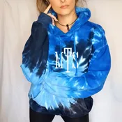 Blue Ocean Monogram Initials Tie Dye Hoodie Sweater