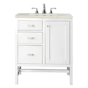 Addison 30" Single Vanity, Glossy White, w/ 3 CM Siberian Silestone Top