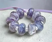 10 Moonlit Mauve Swirl Lampwork Beads Mix SRA