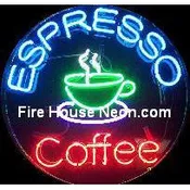 An Espresso Coffee Neon Sign Round