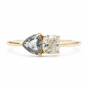 Ring Et Toi Moi 0.47ct Cushion Diamond GIA : 6237584910 .43ct Color-Changing Alexandrite 14ky 1.5mm Sz7 2.17g 126070162