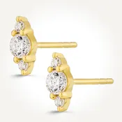 10KT Yellow Gold Three Stone Stud Earrings 0.29 CT. T.W.