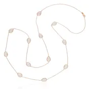 14K Rose Gold Rose Quartz Long Station Necklace | 34 Inch