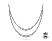 4 Prong Double Strand Graduated Diamond Necklace In Platinum Or Gold