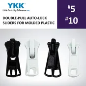 DOUBLE-PULL AUTO-LOCK METAL SLIDERS FOR YKK® MOLDED PLASTIC ZIPPERS