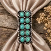 Antique Silver Rectangle Turquoise Wild Rag Slide