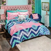 GLAM TEENS KIDS GIRLS REVERSIBLE COMFORTER SET 4 PCS QUEEN SIZE 100% MICROFIBER