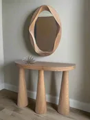 Alinda 40"long Cone Legs Half Moon Console Table and Free Form Mirror Set