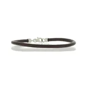 14k White Gold and Leather Bracelet