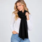 100% Mongolian Cashmere Scarf in Black