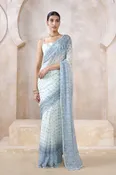 Midori Sequin Chiffon Saree - White