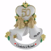 50th Anniversary Celebration Glittered Gold Bow Keepsake Ornament