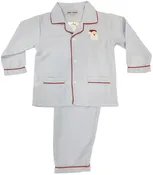 Blue Santa Embroidered Pajamas