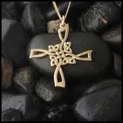 14K Gold St Brigid Open Cross Pendant